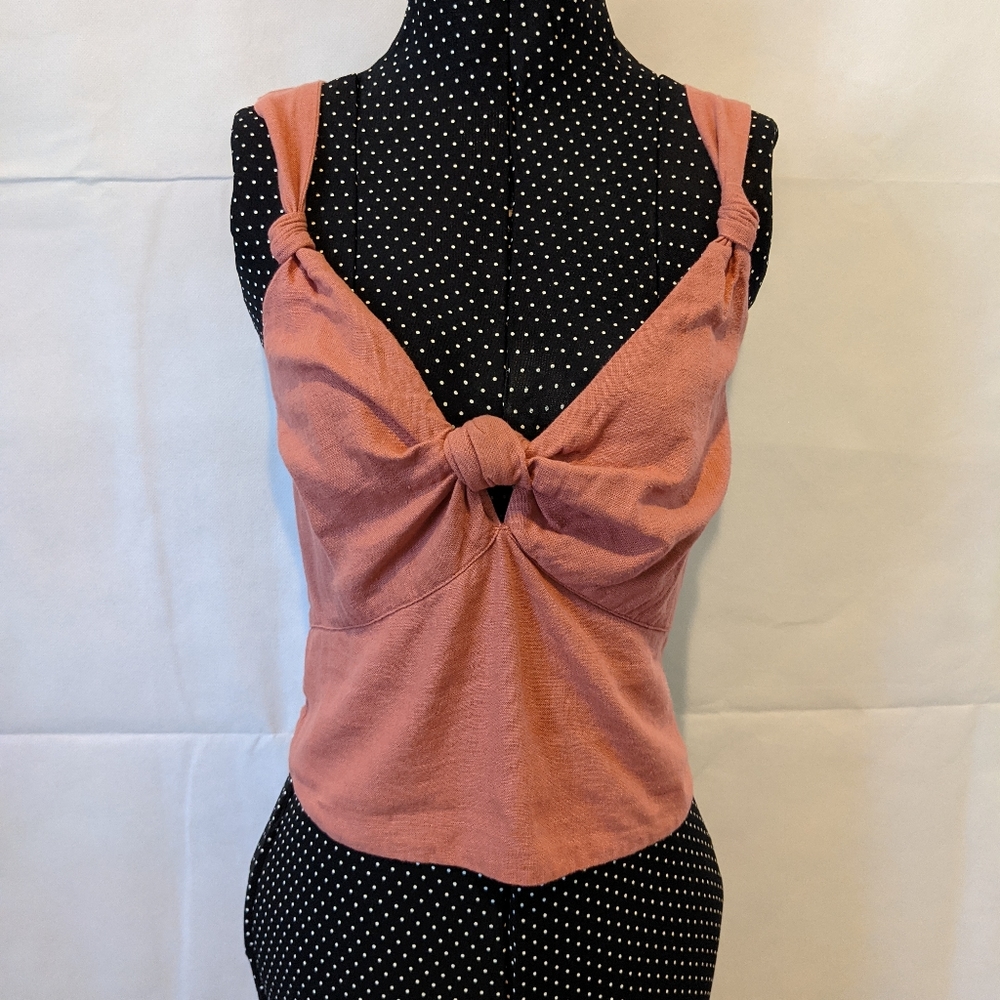 Abercrombie Knot Front Linen Top